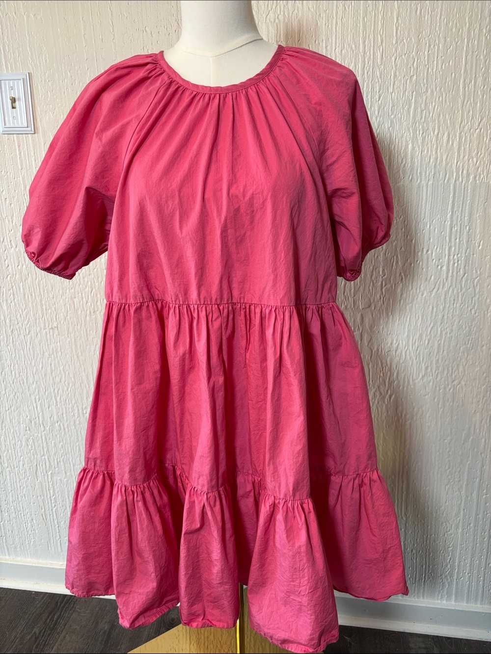 Sweet Magnolia Pink Tiered Short-Sleeve Dress Women Size Medium